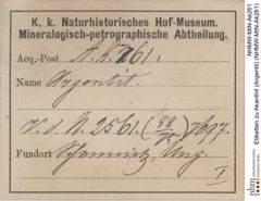 Etiketten zu Akanthit (Argentit) (NHMW-MIN-Ak261)